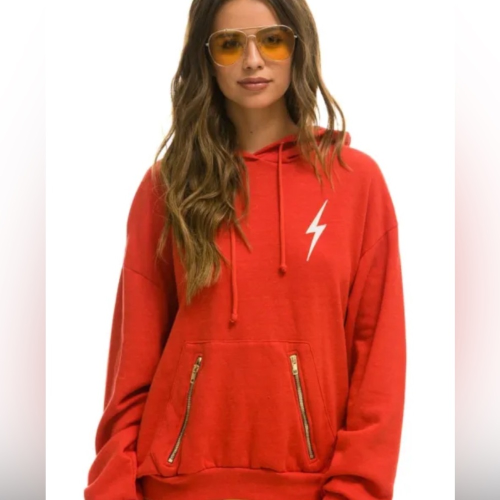 Aviator Nation Red Bolt Relaxed Unisex Large Sweatshirt Like New